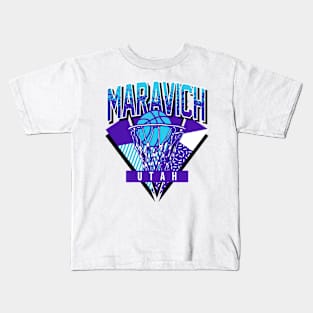 Utah Basketball Throwback 90s Maravich Kids T-Shirt